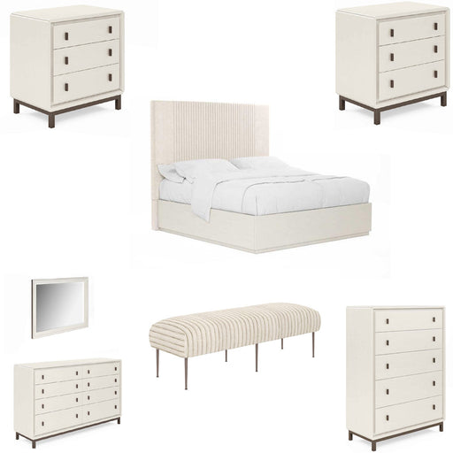ART Furniture - Blanc 7 Piece Eastern King Upholstered Panel Bedroom Set in Alabaster - 289126-142-1017-7SET - GreatFurnitureDeal