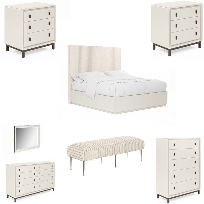 ART Furniture - Blanc 7 Piece Queen Upholstered Panel Bedroom Set in Alabaster - 289125-142-1017-7SET