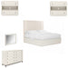 ART Furniture - Blanc 5 Piece Queen Upholstered Panel Bedroom Set in Alabaster - 289125-158-1017-5SET - GreatFurnitureDeal