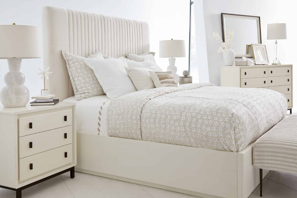 ART Furniture - Blanc 6 Piece Queen Upholstered Panel Bedroom Set in Alabaster - 289125-142-1017-6SET - GreatFurnitureDeal