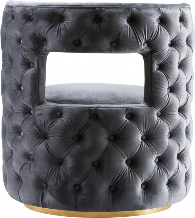 Meridian Furniture - Theo Velvet Accent Chair in Grey - 594Grey - GreatFurnitureDeal