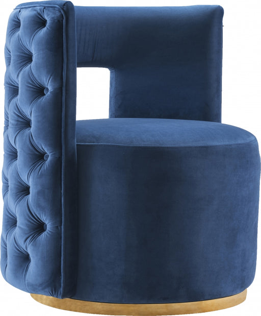 Meridian Furniture - Theo Velvet Accent Chair in Navy - 594Navy - GreatFurnitureDeal