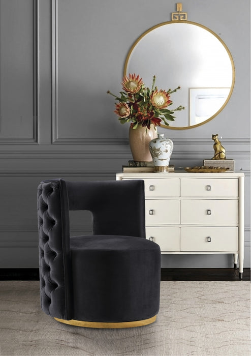 Meridian Furniture - Theo Velvet Accent Chair in Black - 594Black - GreatFurnitureDeal