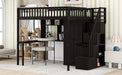 GFD Home - Full size Loft Bed with Bookshelf,Drawers,Desk,and Wardrobe-Espresso - GreatFurnitureDeal