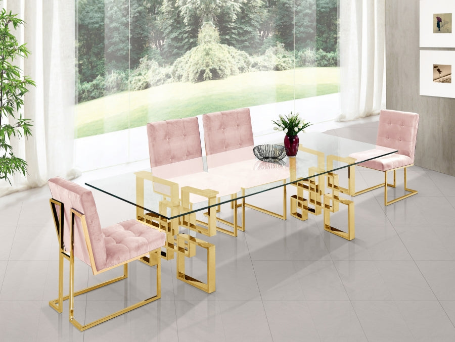 Meridian Furniture - Pierre Velvet Dining Chair in Pink (Set of 2) - 714Pink-C - GreatFurnitureDeal