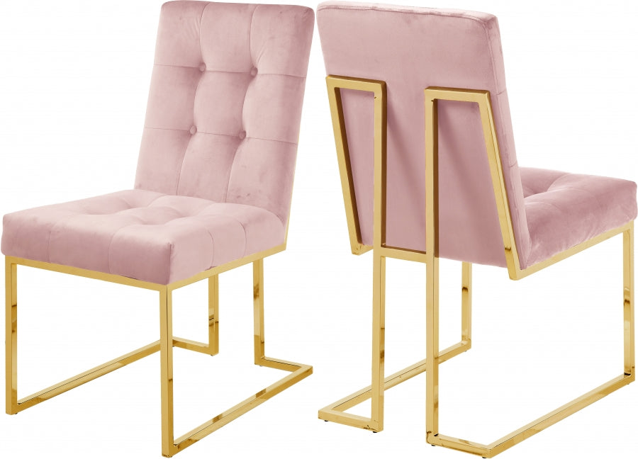 Meridian Furniture - Pierre Velvet Dining Chair in Pink (Set of 2) - 714Pink-C - GreatFurnitureDeal