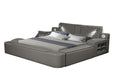 GFD Home - Zoya Smart Multifunctional Queen Size Bed Made with Wood in Gray - GreatFurnitureDeal