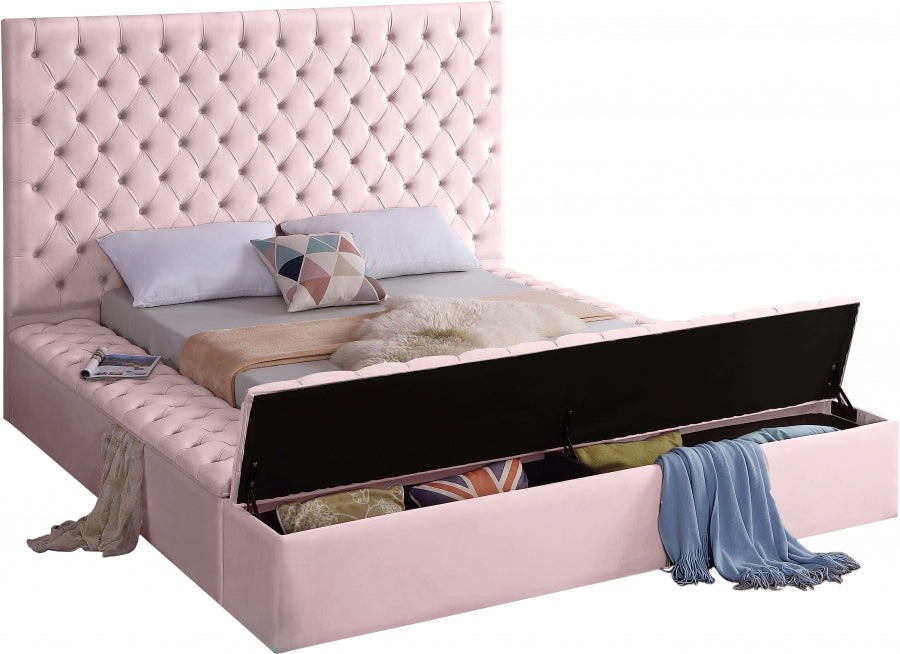 Meridian Furniture - Bliss Velvet Queen Bed in Pink - BlissPink-Q - GreatFurnitureDeal