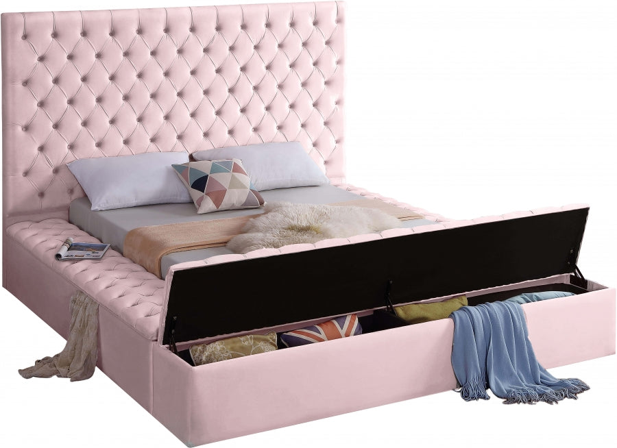 Meridian Furniture - Bliss Velvet King Bed in Pink - BlissPink-K - GreatFurnitureDeal