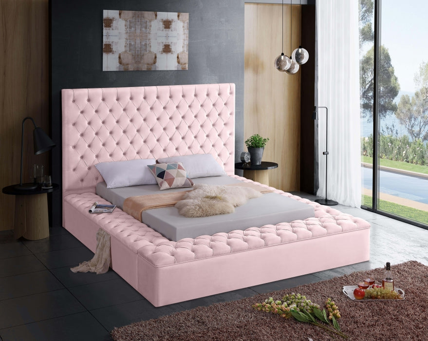 Meridian Furniture - Bliss Velvet King Bed in Pink - BlissPink-K - GreatFurnitureDeal