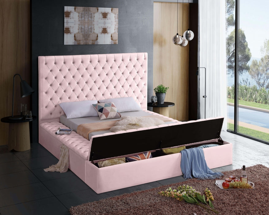 Meridian Furniture - Bliss Velvet Queen Bed in Pink - BlissPink-Q - GreatFurnitureDeal