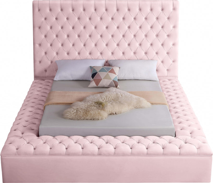 Meridian Furniture - Bliss Velvet Queen Bed in Pink - BlissPink-Q - GreatFurnitureDeal