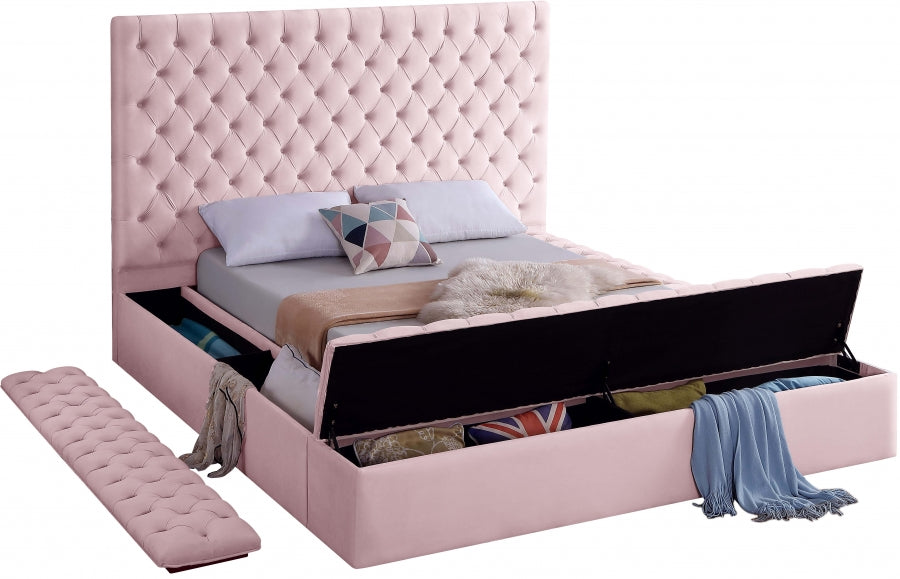 Meridian Furniture - Bliss Velvet King Bed in Pink - BlissPink-K - GreatFurnitureDeal