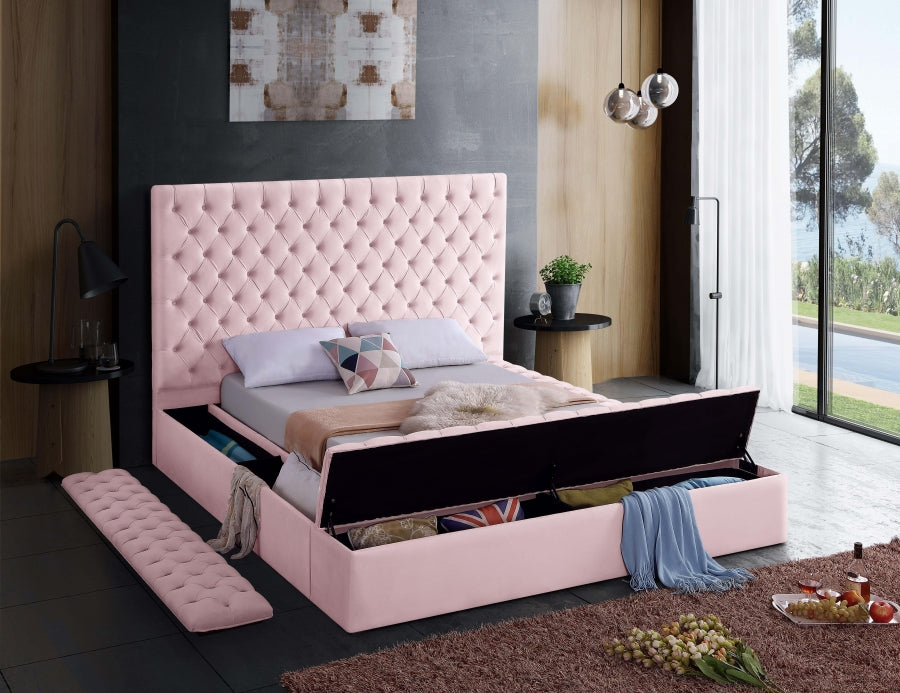 Meridian Furniture - Bliss Velvet Queen Bed in Pink - BlissPink-Q - GreatFurnitureDeal