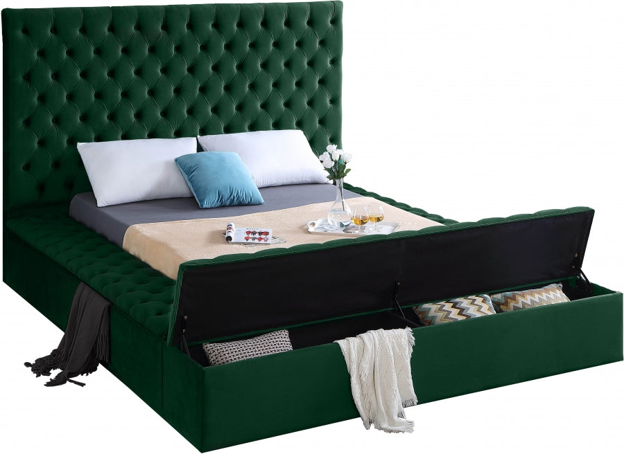 Meridian Furniture - Bliss Velvet King Bed in Green - BlissGreen-K - GreatFurnitureDeal