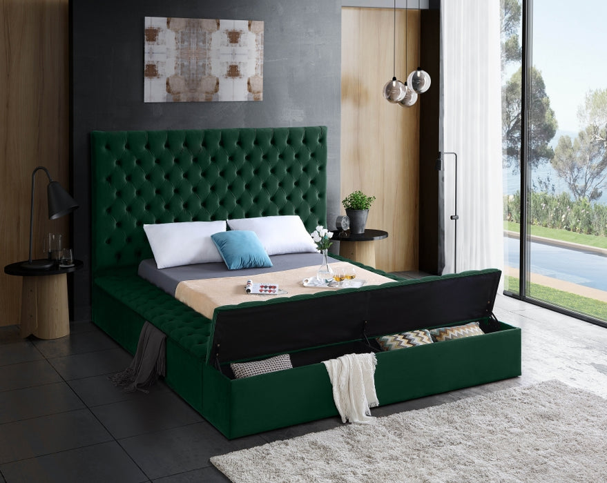 Meridian Furniture - Bliss Velvet King Bed in Green - BlissGreen-K