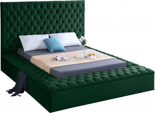 Meridian Furniture - Bliss Velvet King Bed in Green - BlissGreen-K - GreatFurnitureDeal