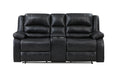 GFD Home - Martin 3 Pc Manual Reclining Sofa set finished with Faux Leather/ Wood in Black - GreatFurnitureDeal