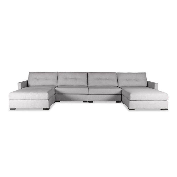 Nativa Interiors - Chester Buttoned Modular U-Shape Sectional 83"D With Double Ottoman Off White - SEC-CHST-BTN-DP-UL1-6PC-PF-WHITE - GreatFurnitureDeal