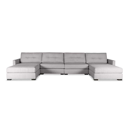 Nativa Interiors - Chester Buttoned Modular U-Shape Sectional 76"D With Double Ottoman Charcoal - SEC-CHST-BTN-CL-UL1-6PC-PF-CHARCOAL - GreatFurnitureDeal