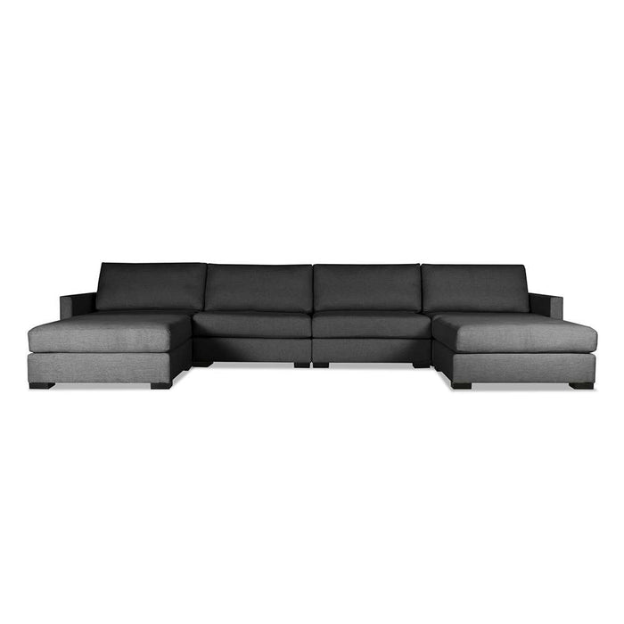 Nativa Interiors - Chester Modular Sectional U-Shape 83"D With Double Ottoman Charcoal - SEC-CHST-DP-UL1-6PC-PF-CHARCOAL