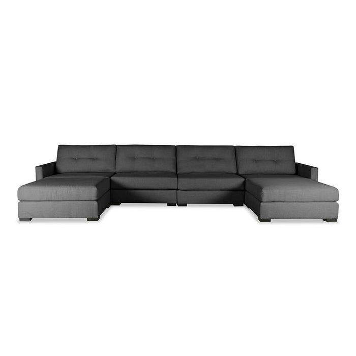 Nativa Interiors - Chester Buttoned Modular U-Shape Sectional 83"D With Double Ottoman Off White - SEC-CHST-BTN-DP-UL1-6PC-PF-WHITE - GreatFurnitureDeal