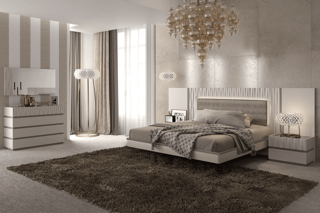 ESF Furniture - Marina 5 Piece King Bedroom Set in Taupe - MARINAKS-TAUPE-5SET