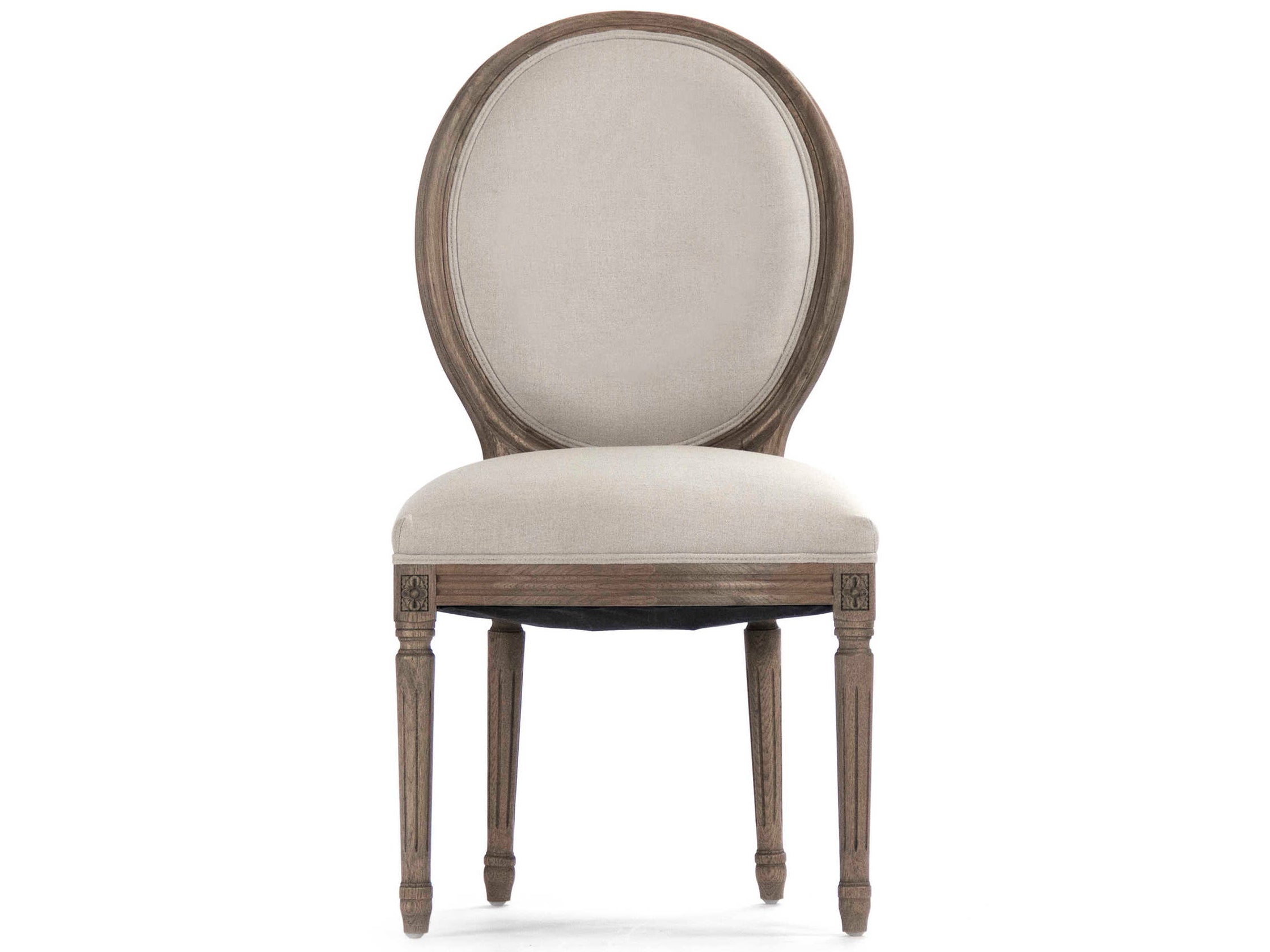 Zentique Medallion Natural Linen / Reclaimed Elm Side Dining Chair