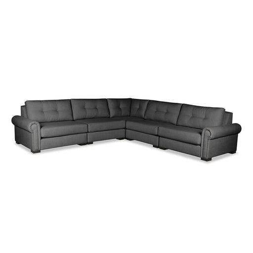 Nativa Interiors - Sylviane Buttoned Modular L-Shaped Sectional Standard Charcoal - SEC-SYLV-BTN-CL-AR6-5PC-PF-CHARCOAL - GreatFurnitureDeal