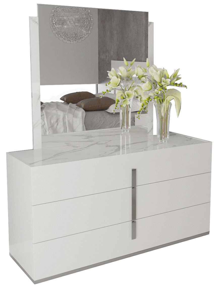 ESF Furniture - Carrara White Dresser/Mirror