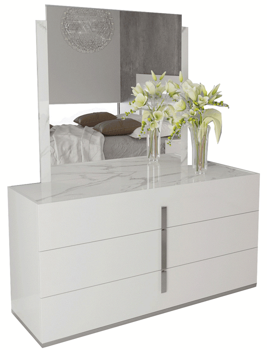 ESF Furniture - Carrara White Dresser/Mirror - CARRARADRESSERWHITE - GreatFurnitureDeal