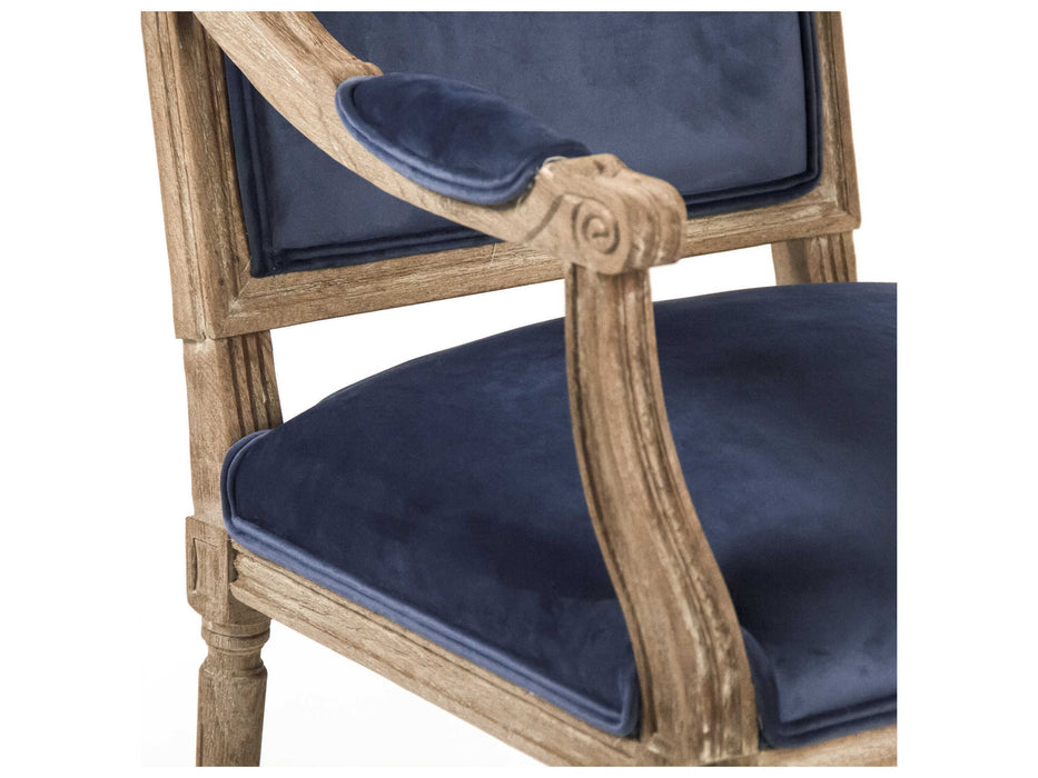 Zentique - Louis Blue Velvet Arm Dining Chair - B008 E272 11905 - GreatFurnitureDeal