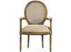 Zentique - Medallion Natural Linen / Cane / Limed Grey Arm Dining Chair - B009-Cane E272 A003 - GreatFurnitureDeal