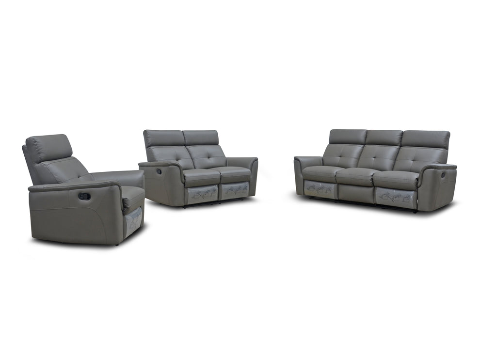 ESF Furniture -  8501 Living Room 3 Piece Living w/Manual Recliner Room Set in Dark Gray - 85013DARKGREYSLC-3SET