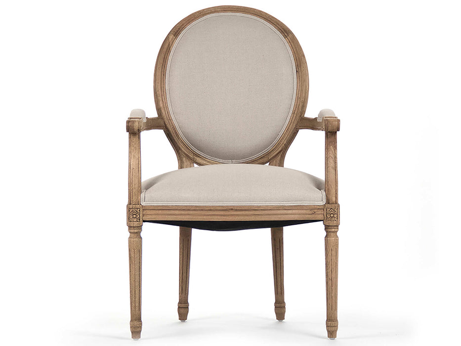 Zentique - Medallion Natural Linen / Natural Oak Arm Dining Chair - B009 E255 A003 - GreatFurnitureDeal