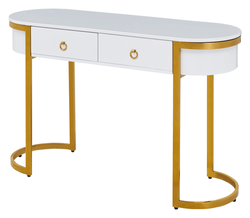 ESF Furniture - 131 Gold Marble Dining Table 8 Piece Dining Room Set - 131DININGTABLEGOLD-8SET