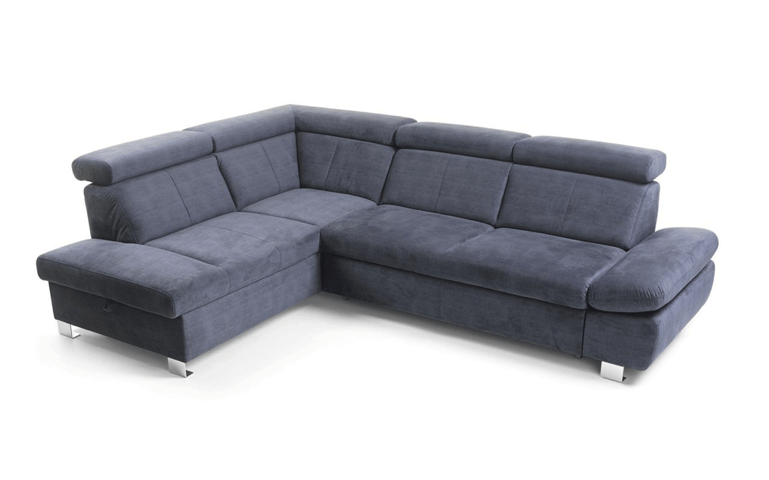 ESF Furniture - Happy Sectional w/Bed & Storage in Navy Dark Grey - HAPPYSECTIONALLEFT