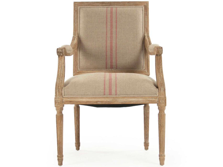 Zentique -Louis Khaki / Red Stripe Arm Dining Chair - B008 E272 A034 Red Stripe