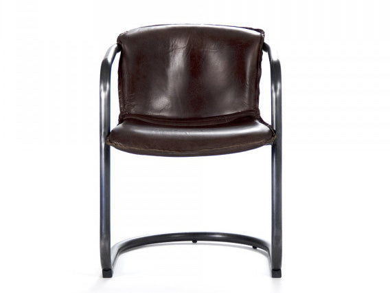 Zentique -  Kye Grained Brown Leather Arm Dining Chair - PF7131