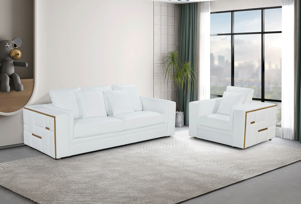 ESF Furniture -  1005 Living Room 3 Piece Living Room Set in White - 1005WHITESLC-3SET - GreatFurnitureDeal