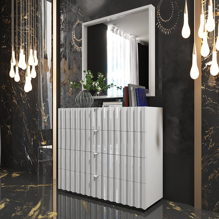 ESF Furniture - Orion 6 Piece Queen Bedroom Set in White with Light - ORIONQS-6SET - GreatFurnitureDeal