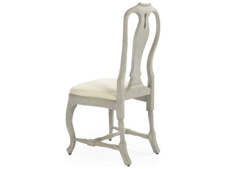Zentique - Kate Distressed Grey Blue / Off-White Linen Side Dining Chair -  LI-S9-22-21-C