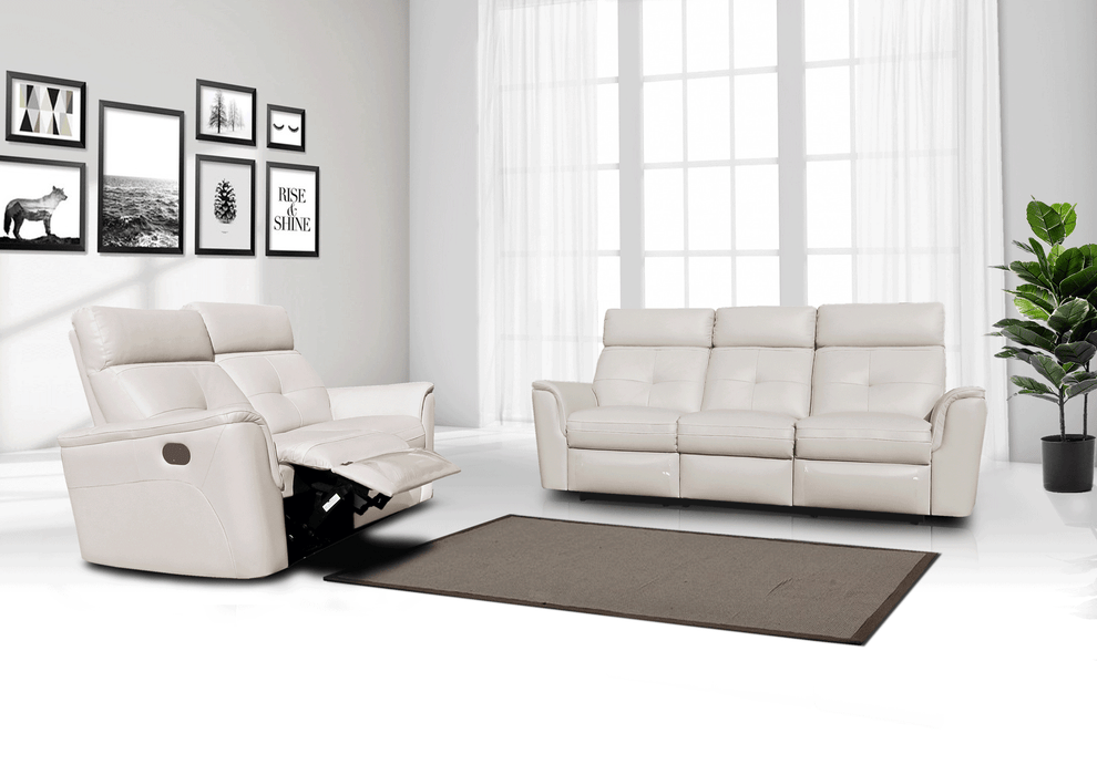 ESF Furniture - 8501 2 Piece w/Manual Recliner in White - 85012SNOWWHITE