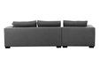 GFD Home - 111'' Tufted Fabric 3-Seat L-Shape Sectional Sofa Couch Set w/Chaise Lounge, Ottoman Coffee Table Bench, Dark Grey - GreatFurnitureDeal