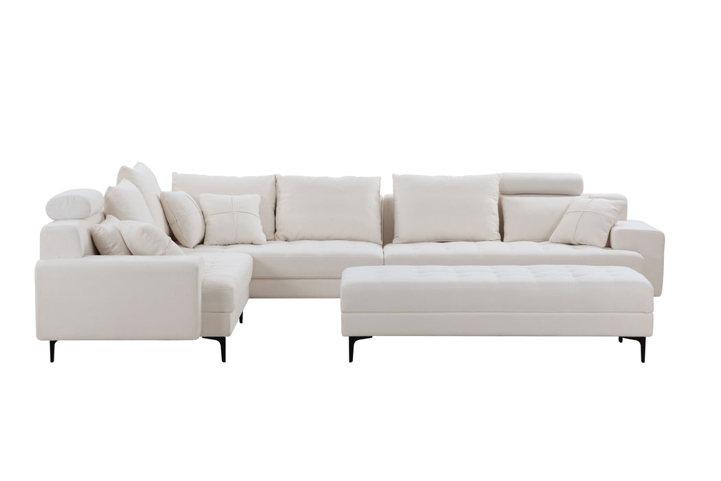 GFD Home - Sectional Sofa Couch,144'' Wide Reversible L-Shaped Sofa Couch Set  with Ottoman for Living Room Apartment Home Hotel - GreatFurnitureDeal