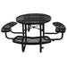GFD Home - Round Outdoor Steel Picnic Table 46" black ,with umbrella pole - GreatFurnitureDeal