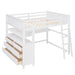 GFD Home - Full size Loft Bed with Drawers and Desk, Wooden Loft Bed with Shelves - White(OLD SKU:LT000529AAK) - GreatFurnitureDeal