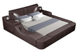 GFD Home - Zoya Smart Multifunctional King Size Bed Made with Wood in Brown - GreatFurnitureDeal