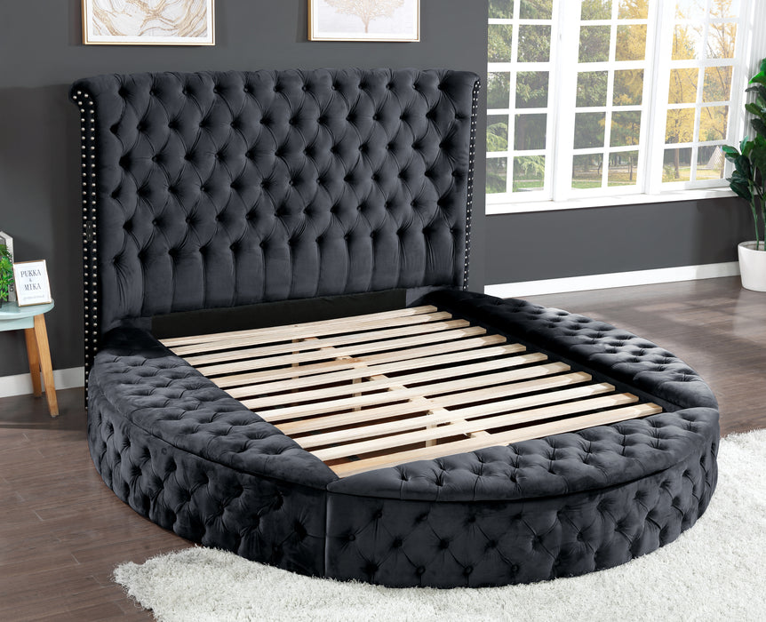 GFD Home - Hazel Queen Size Tufted Upholstery Storage Bed made with Wood in Black - GreatFurnitureDeal