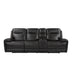 GFD House - Trevor Triple Power Sofa With Console | Genuine Leather | Lumbar Support | Adjustable Headrest | USB & Type C Charge Port | Middle Armless Chair With Triple Power - GreatFurnitureDeal